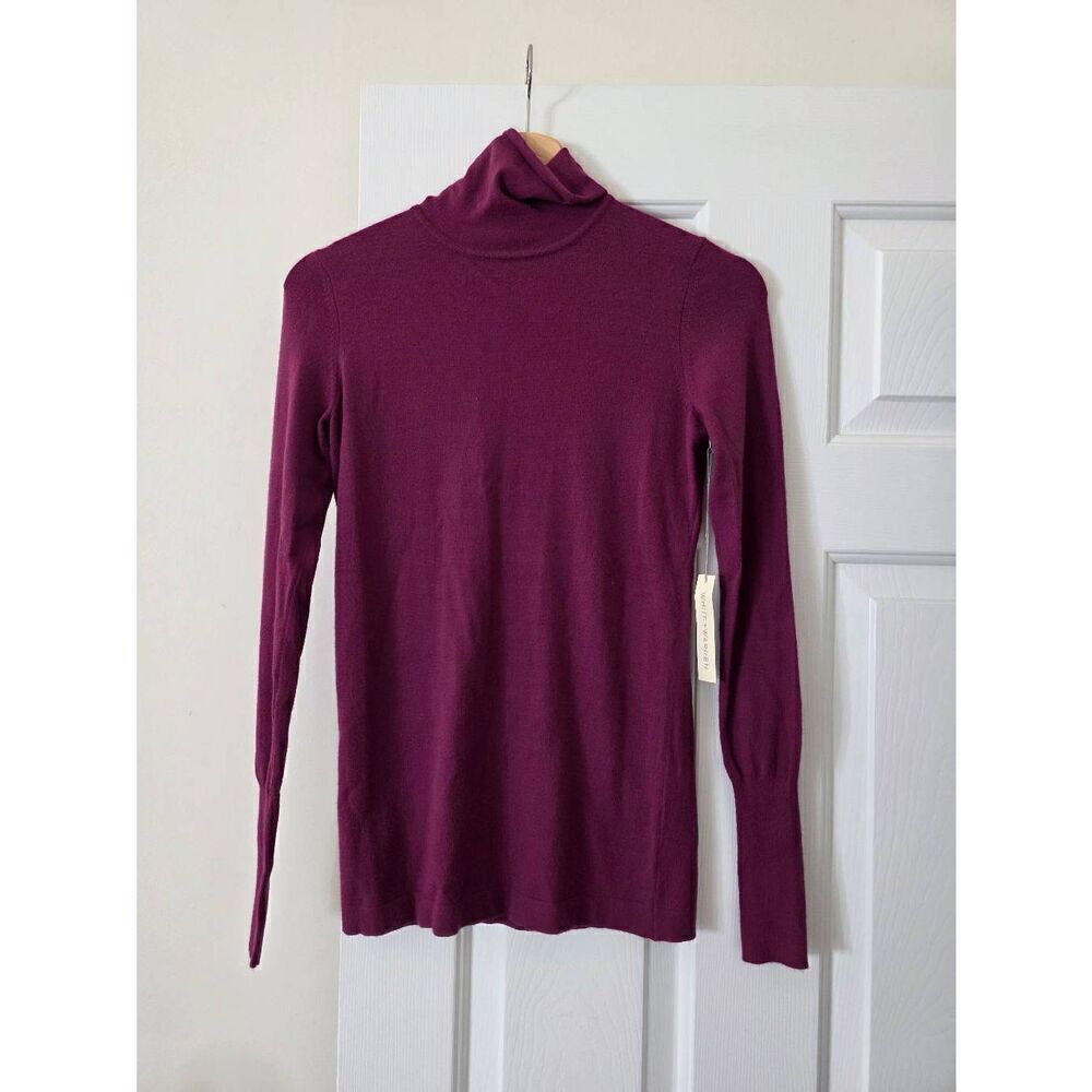 White + Warren Scrunch Neck Wine Sweater XS NWT